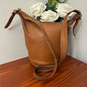 Vintage COACH Bucket Duffle Shoulder Bag - Brown Leather - Unisex #9953